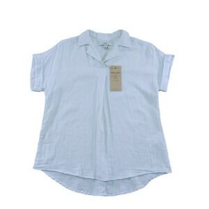 Thread Supply Gauze Button-Back Top Lightweight Short Sleeve Shirt XS‎